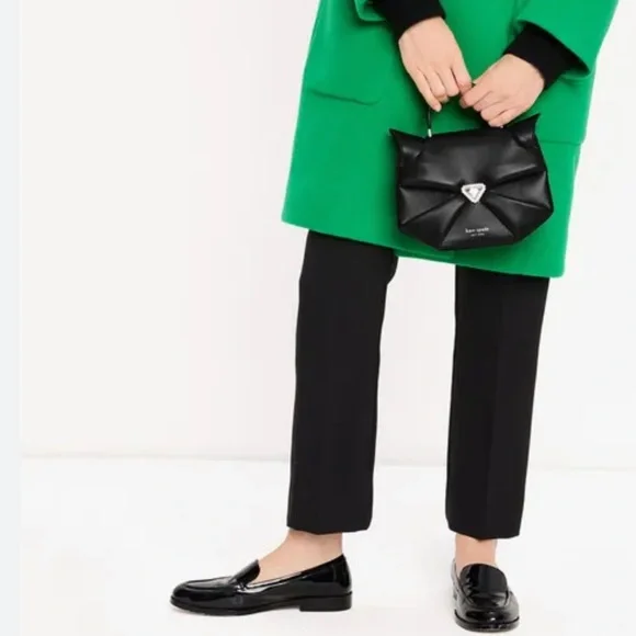 ♠️Kate Spade Whiskers 3D Meow Cat Leather Crossbody Bag, Black NWT